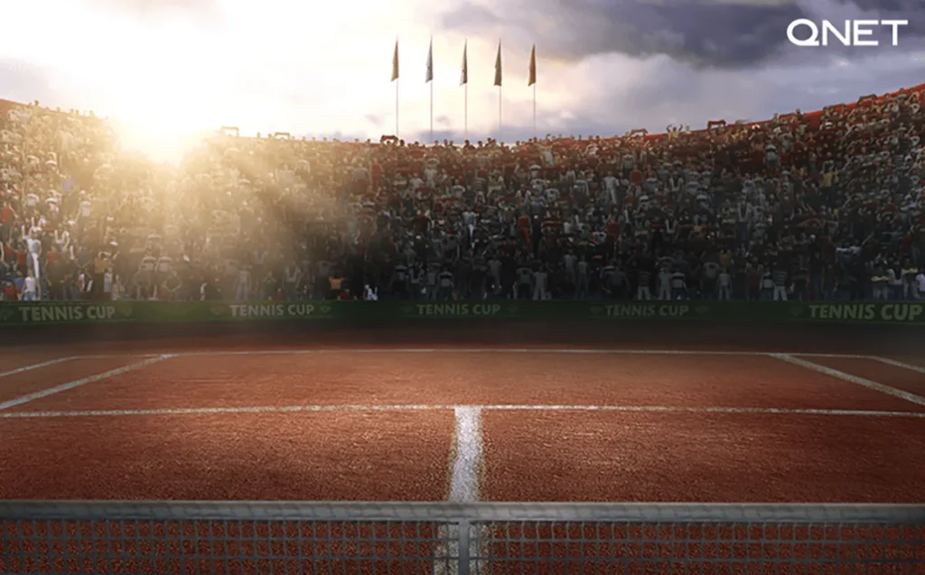 A tennis court during the French Open
