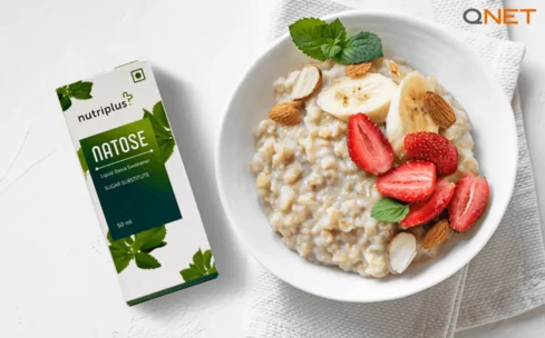 bowl of breakfast with QNET product