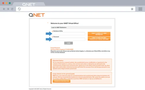 QNET-India-Virtual-Office-Login-Page