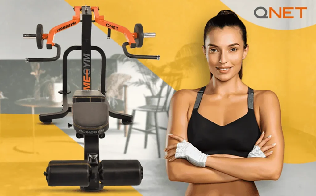 A woman working out on the mini Home Gym by QNET
