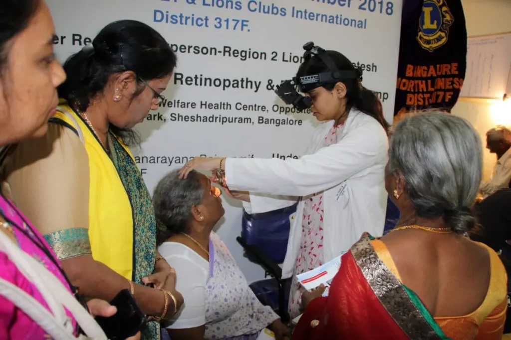 Doctor checking patient's vision
